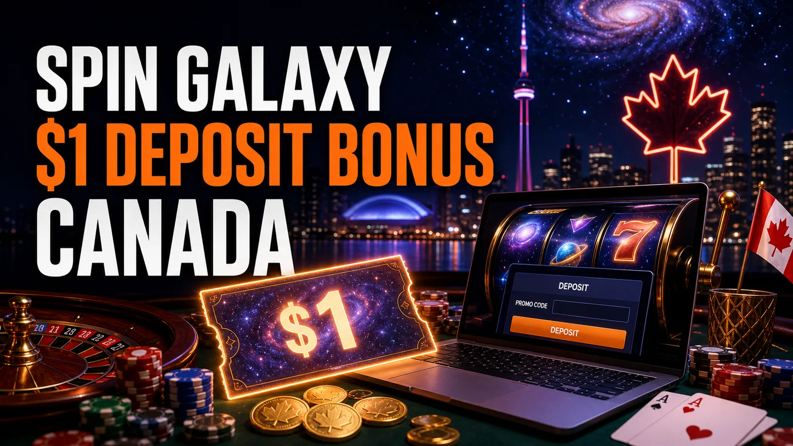 Spin Galaxy Casino $1 Deposit Bonus and Low-Deposit Free Spins Canada content banner