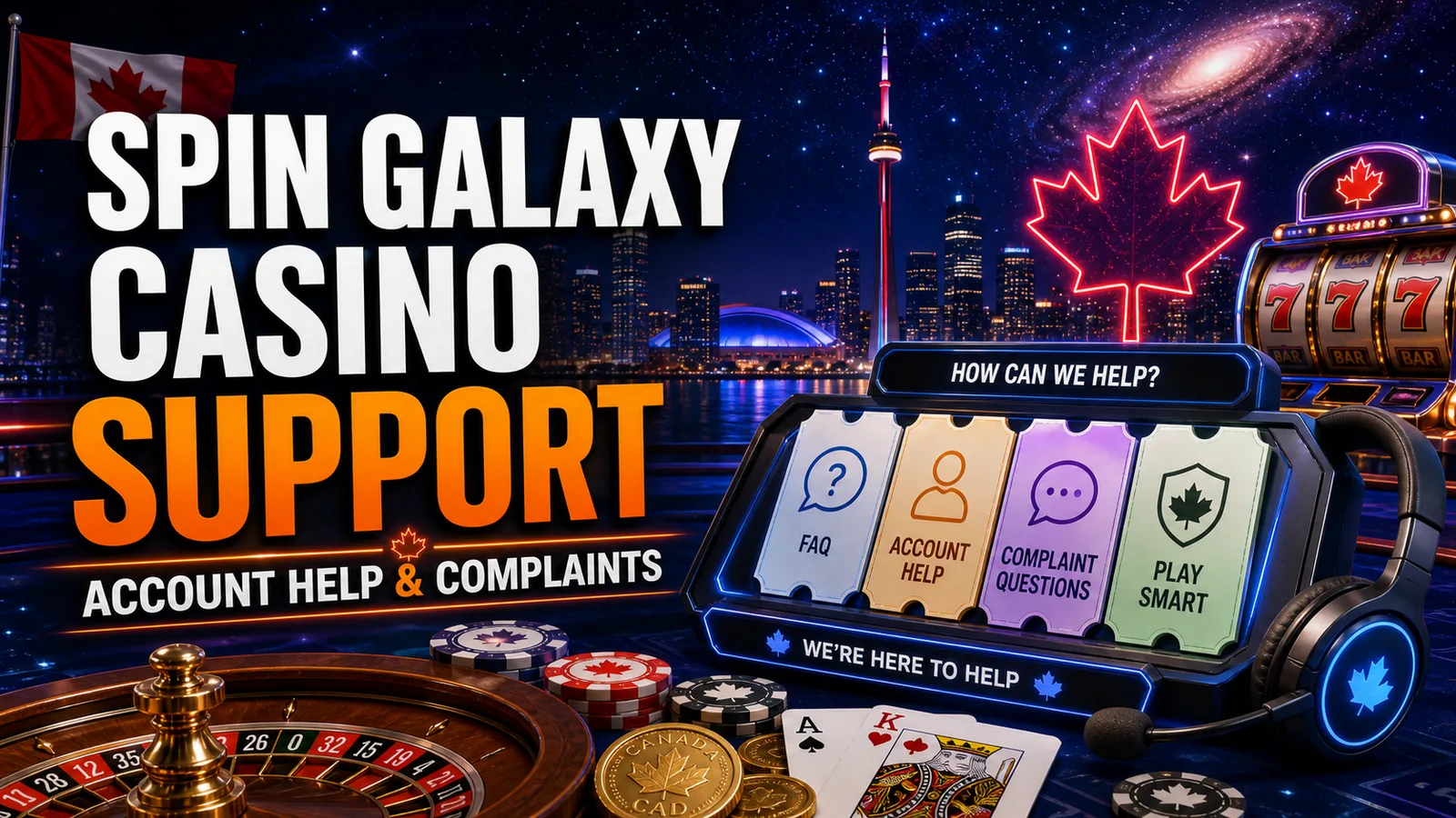 Spin Galaxy Casino Support, Account Help and Complaints Canada content banner